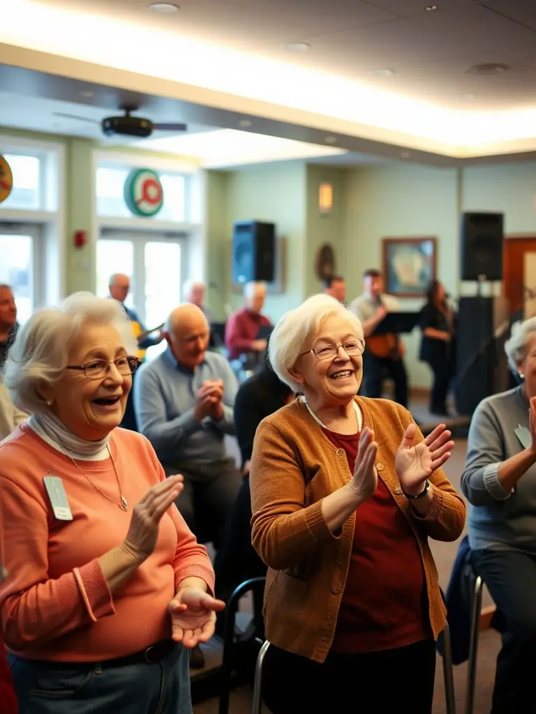 An image of a diverse audience enjoying a live performance, highlighting the cultural enrichment provided by LES AMIS D'OSMONDE.